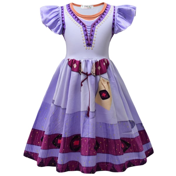 Lila flickor Halloween klänning kostym, barn prinsessa klänning cape cosplay kostym set 3 100