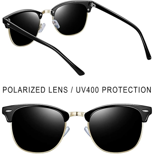 Puolikehykselliset polarisoidut aurinkolasit miehille - Uv400-suoja retro puolikahvaiset aurinkolasit unisex polarisoidut miesten naisten aurinkolasit