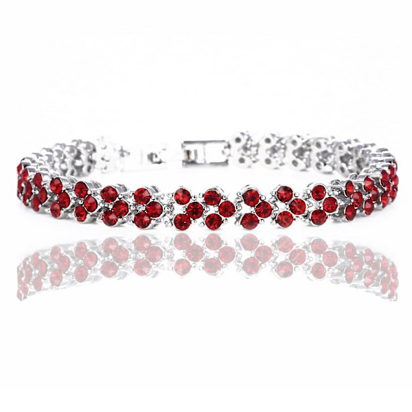 Farverige krystalarmbånd med perler til kvinder, heldig skinnende håndledskæde, slidstærk modehånd Scarlet