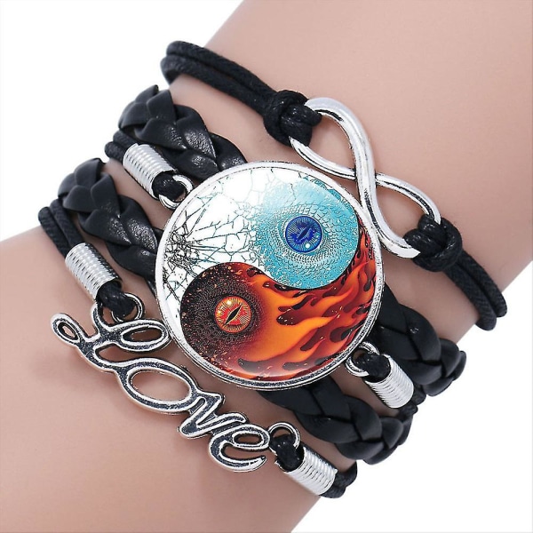 Tai Chi Dekor Pu Armband Yin-yang Tai Ji Flerskikts Legering Handledssmycken Stickning Rep 10