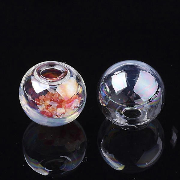 100 stk. Runde Håndlagde Blåst Glasskule Flasker for Glass Vial Anheng Laging Klar AB 14x13mm Halvt Hull: 3.5~4mm