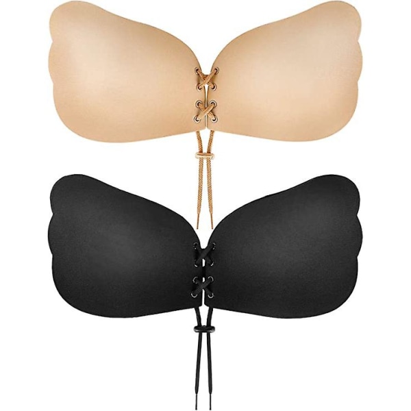 Klisterbh, Rygglös axelbandslös bh Push Up 2 par C