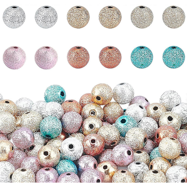 120 st Sparkle-pärlor 6 Färger Stardust-pärlor 8mm Runda Matta Glitterpärlor Julglitter Lösa Pärlor