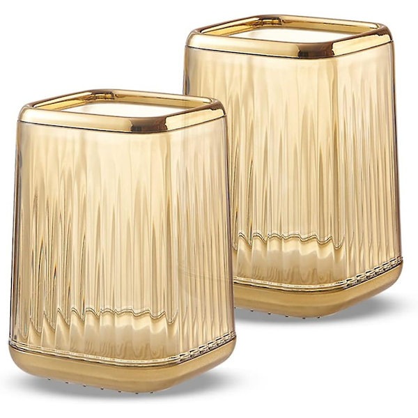 2-delt Makeupbørsteholder Organizer, Akryl Guld Makeupbørsteholder Beholder til Badeværelsesbordplader, Børsteholder Makeupkopper