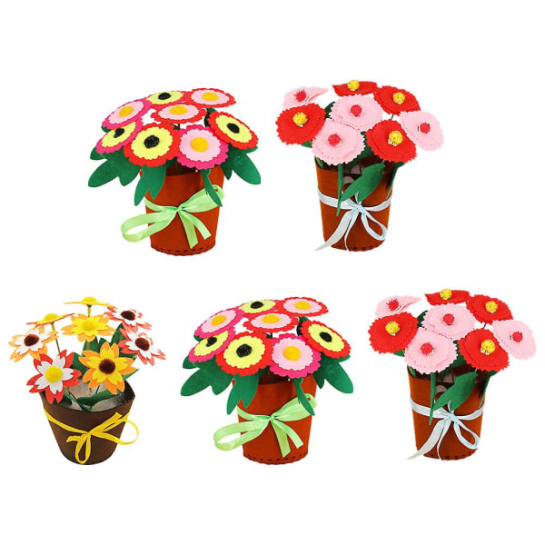 5 Sarjaa Kuitukangaskukka-askartelusettejä Kukka-askartelusettejä DIY-kukkien askartelusetti lapsille Random Color 19X10X10CM