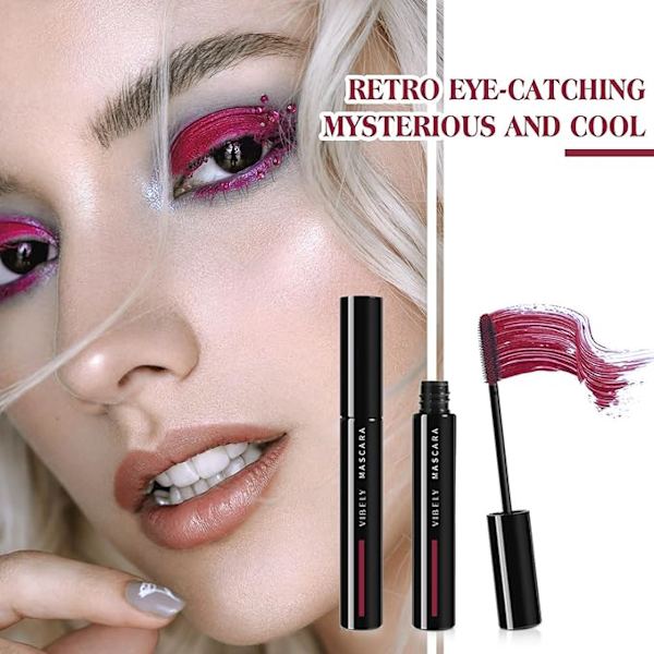 Rød fibermascara, vandtæt, holdbar, ikke-udsmørende, mascara, tyk, buet, forlængende, volumen mascara, hurtigtørrende, med falsk øjenvippeeffekt