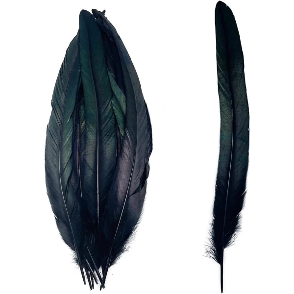 50 st 13-16 tum långa naturliga tupp Coque svansfjädrar för hatt Kostymdekoration hantverk (svart)