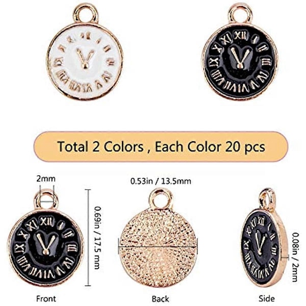 40 kpl Alloy Enamel Clock Charms Emaliriipus DIY-korujen valmistukseen