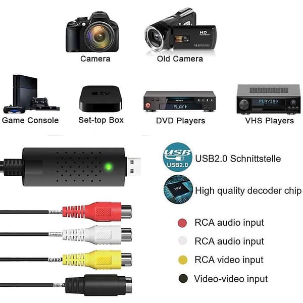 Windows PC-kompatibel USB Audio Capture Adapter VHS VCR TV til DVD Konverter Digital Videoopptaker Enhet
