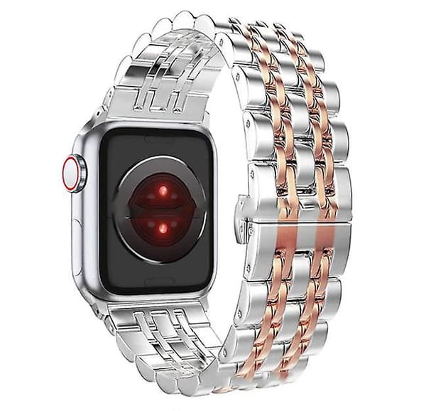 Apple Watch Rem, solid rustfritt stålrem for alle iWatch-serier Silver Gold 38 40 41mm