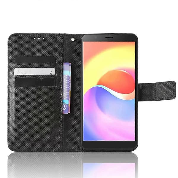 För ZTE Blade A32 Diamanttextur Läder Telefonfodral Black