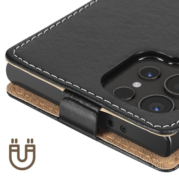 Folio etui til Galaxy S24 Ultra Vertikal Beskyttelse Silikone, Sort