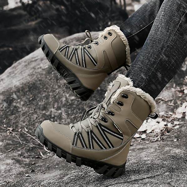Herr Snow Boots Plus Velvet Varm Utomhus Casual Bomullsskor Fr569 Gray EU 41