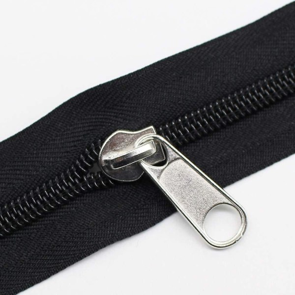#8 Store Nylon Spirallynlåse i metermål, bulk, sort, 10 yards med 10 stk. skydere til gør-det-selv syning, skrædderarbejde, håndværk, tasker (sort 10 yards)