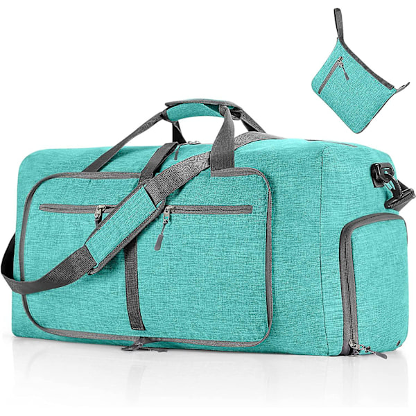 Reise-Dufflebag for menn, 65l sammenleggbar reise-duffelbag med sko-rom nattpose for menn kvinner vanntett og rivebestandig Mint Green