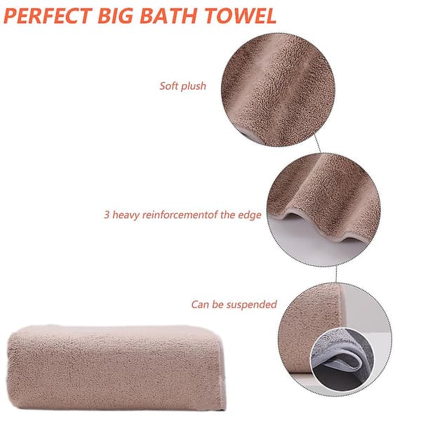 2-pack Terry Handdukar Bastuhantdukar 70 X 135 Cm Polyesterfiber Duschhandduk Strandhandduk Light brown