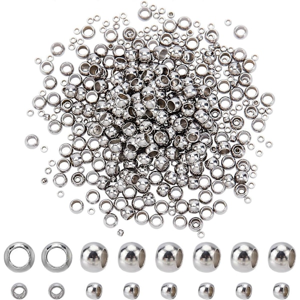 600 st. Rostfritt Stål Distanspärlor Mini Stopp Pärlor 1,5 mm 3 mm Rondelle Pärla Slät Lösa Pärlor Distanser för Smycken Stackbara Halsband Vännskaps Armband