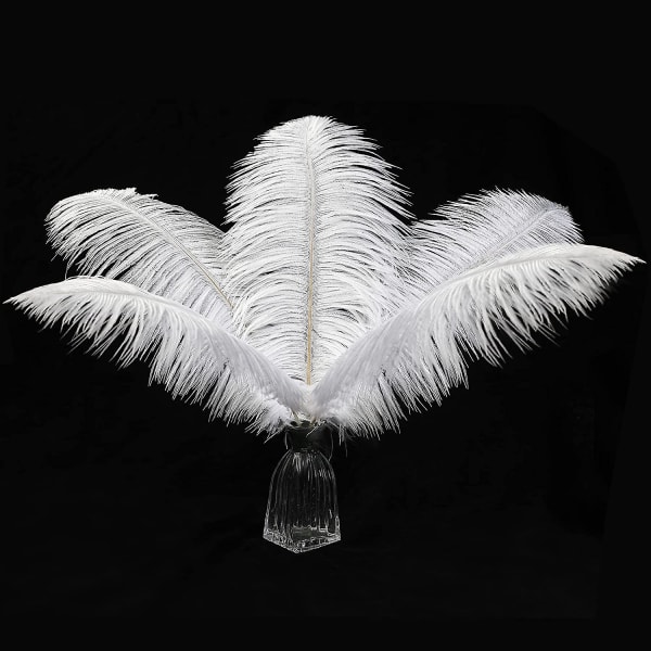 12 st naturliga vita strutsfjädrar 12-14 tum (30-35 cm) för bröllopsfestens centerpieces blomarrangemang och heminredning.