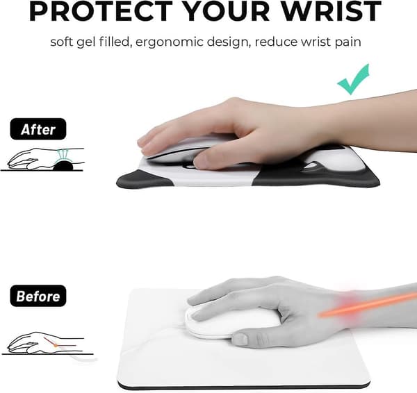 Søt Musematte med Håndleddsstøtte Ergonomisk Musematte Gel Håndleddsstøtte Sklisikker Smertelindrende Musematte Egnet for Kontor, Hjem, Panda