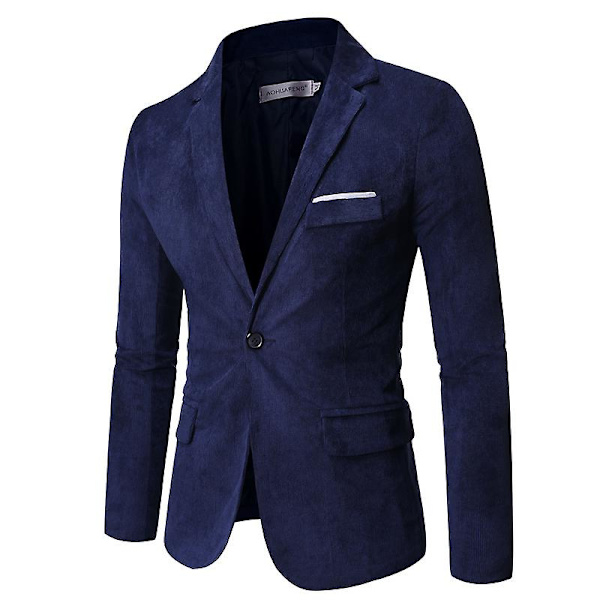 Miesten rento vakosamettibleiseri, slim fit -urheilutakki Navy S