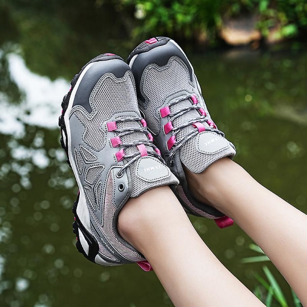 Dam Vandringsskor Låg-Top Sneakers För Utomhus Trailing Trekking Walking 3D231 Red EU 40