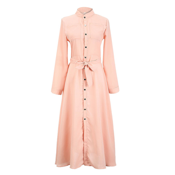 Enkel og avslappet knelang kjole for kvinner med stramt liv - myk, komfortabel og allsidig kjole for utendørsreiser Pink 4XL