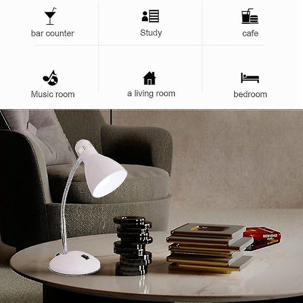 Bordlampe Skrivebordslampe med fleksibel justerbar studielampe med av/på-bryter