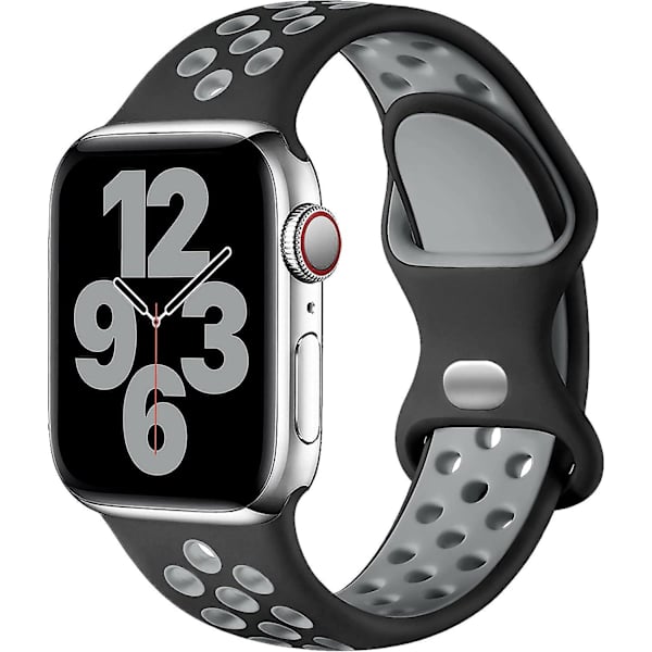 Sportband kompatibel med Apple Watch Band 44mm 42mm 45mm, Andningsbart Silikon Dubbel Håls Spänne Rem, För Iwatch Serie 7 6 5 4 3 Se, 42mm/44mm/4