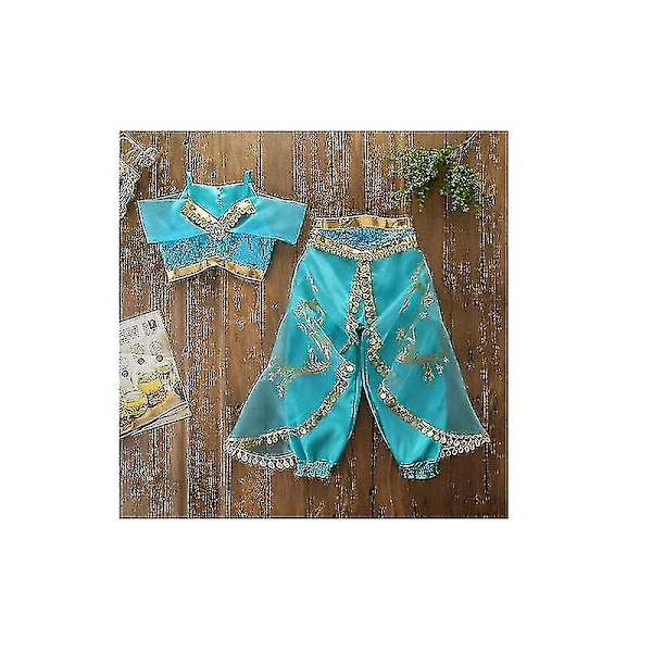Underbara Aladdin Jasmine Princess Halloween Princess Barn Flickor Kläder Set Cosplay Kostym Festkläder 3-8y 120