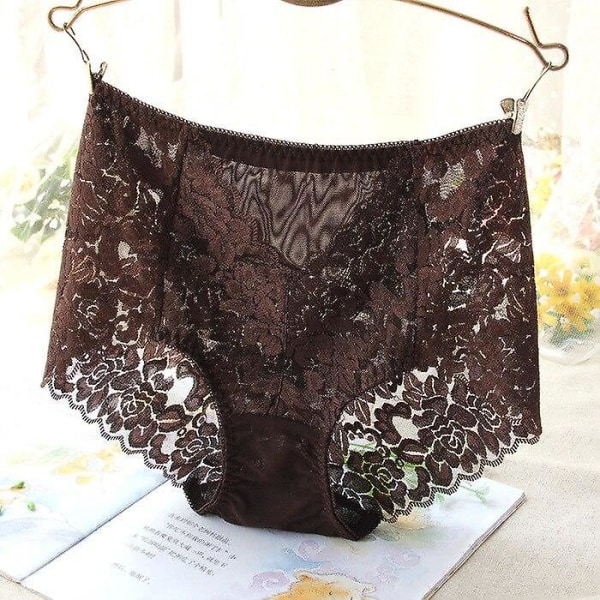 Naisten seksikkäät verkkopikkuhousut korkeavyötäröiset saumattomat pitsialushousut läpinäkyvät silkkiset naisten puuvillaiset terveysalushousut alusvaatteet xxxl Gray L&1pc