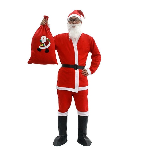 7-delad tomtedräkt juldräkt för vuxna dräktkläder cosplay Men