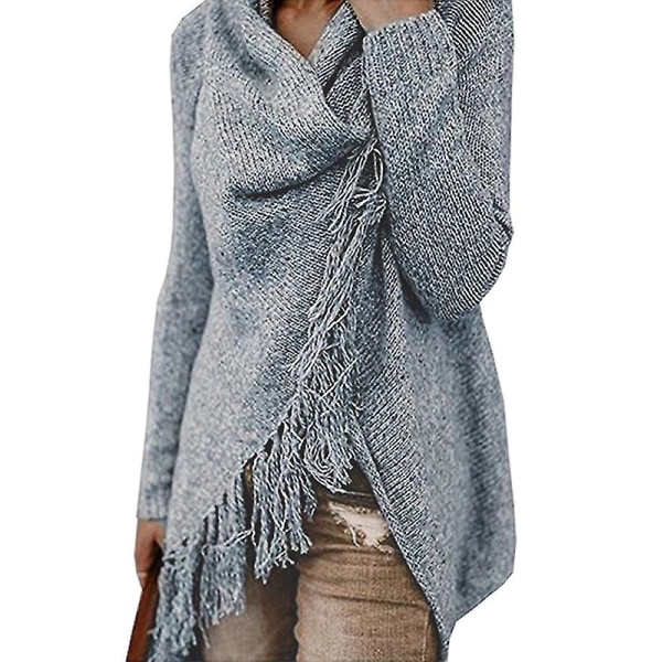 Dam Plus Size Långärmad Stickad Topp Oregelbunden Lös Pullover Tröja Oversize S D