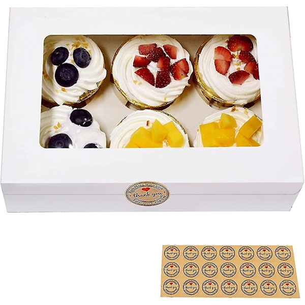 15 stk. Heilwiy hvide bagerkasser med vindue, papir gaveæsker til bagværk. Cupcakes