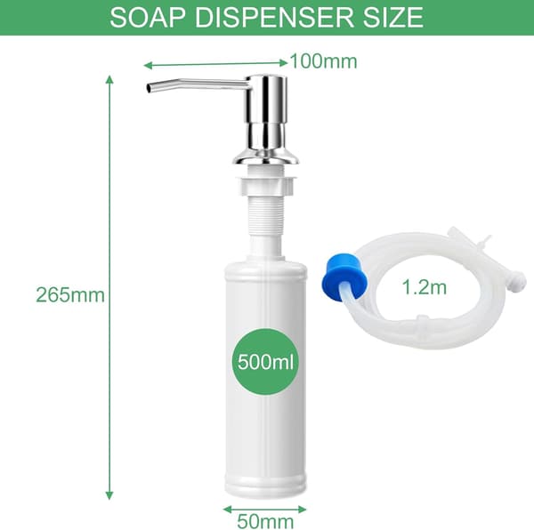 Sæbedispenser i rustfrit stål Badeværelsesdispenser, Flydende dispenserpumpe, Med fleksibel slangesæbepumpe, Høj kvalitet til 500 ml kostumedispenser