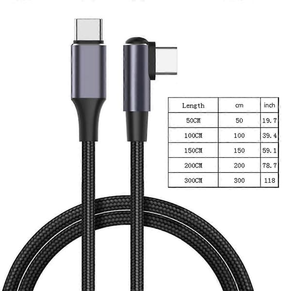PD100W USB C til Type C Hurtig Opladnings Datakabel 90 Graders Vinkel til Pad Laptops 2m