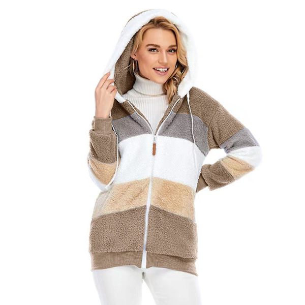 Naisten takki hupulla, muodikas, pitkähihainen, tuulenpitävä, lämmin ja väljä 6XL Khaki