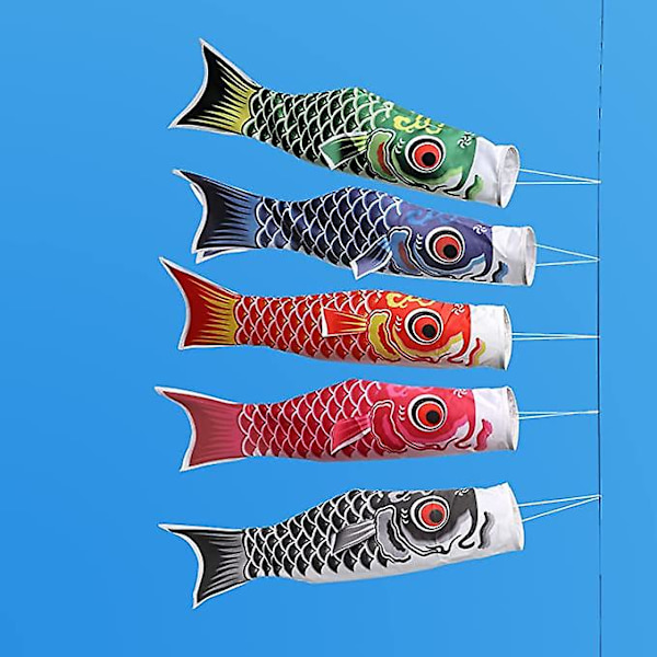 5 st japanska karpvindstrumpor Streamer fiskflagga drake Nobori flagga Koinobori hängande dekor hem utomhus vindstrumpa för trädgård sushi 70cm