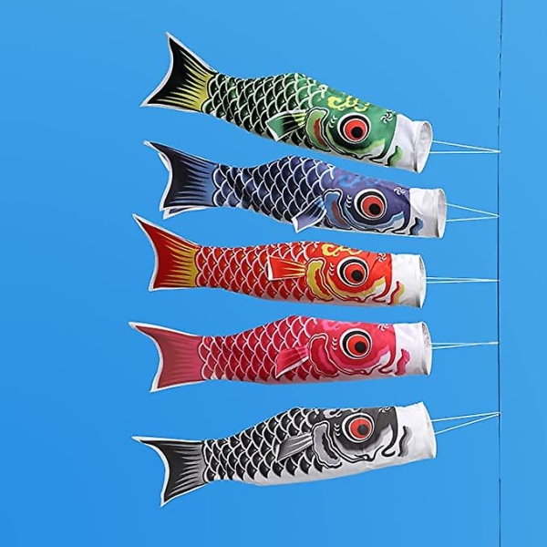 5st Japansk karp Windsock Streamer Fisk Flagga Drake Nobori Flagga Koinobori Hängdekor Hem Utomhus Vindstreamer För Trädgård Sushi 70cm