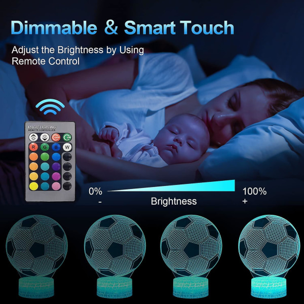 Fodbold Natlampe, 3D LED Lampe Optisk Illusion Natlampe Børn, Illusion Fodbold Nat Effekt Til Soveværelse Sengebord Pige Søn Overraskelse Fødselsdag