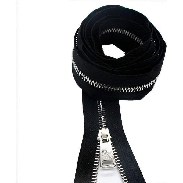#5 Metal Zippers By The Yard Bulk 2 Yards svart tejp med 10 st skjutreglage Silvertänder Handgjord dragkedja för sömnad Hantverksväska Ryggsäck, plånböcker, plånböcker