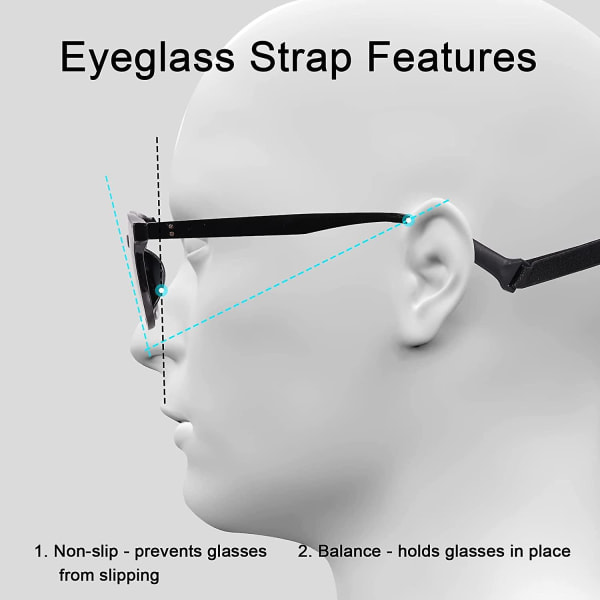 Justerbar glasögonrem, sportsolglasögon & glasögonhållarremmar för kvinnor män barn, unisex glasögonband - 3-pack