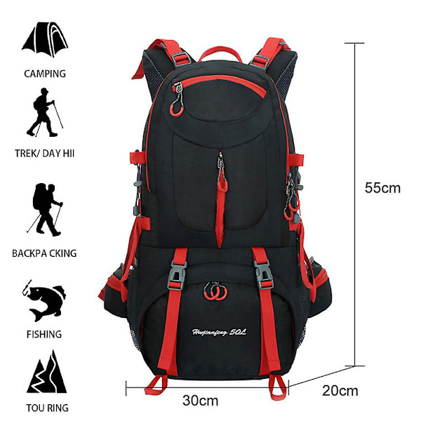 Fjellklatringsekk Tursekk Stor Utendørs Sportsryggsekk black Orange*Grey*Pink