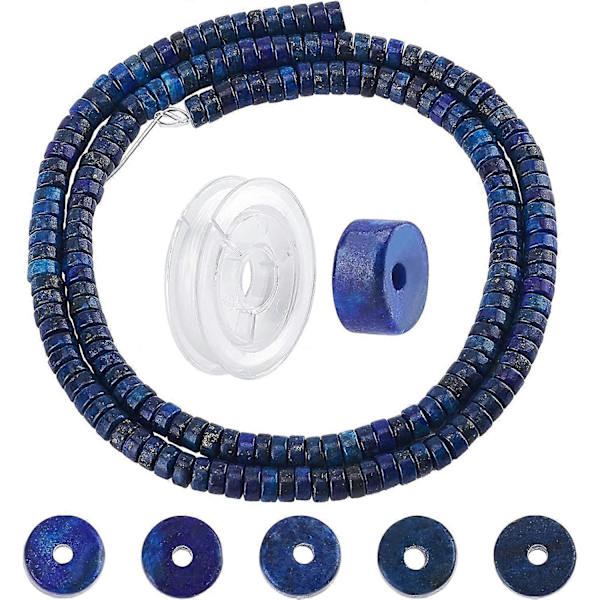 1 Laatikko 200 kpl Luonnonkivi Heishi Helmet Levy Lapis Lazuli Helmet Litteät Pyöreät Kolikko Kivi Jalokivi Helmet 10 Jaardin Joustavalla Langalla Korujen Valmistukseen C