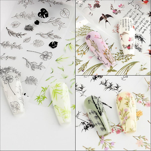 En uppsättning av tio rullar bambu skog stil nagelöverföringsdekaler Deco Art Design nagelkonsttillbehör style2