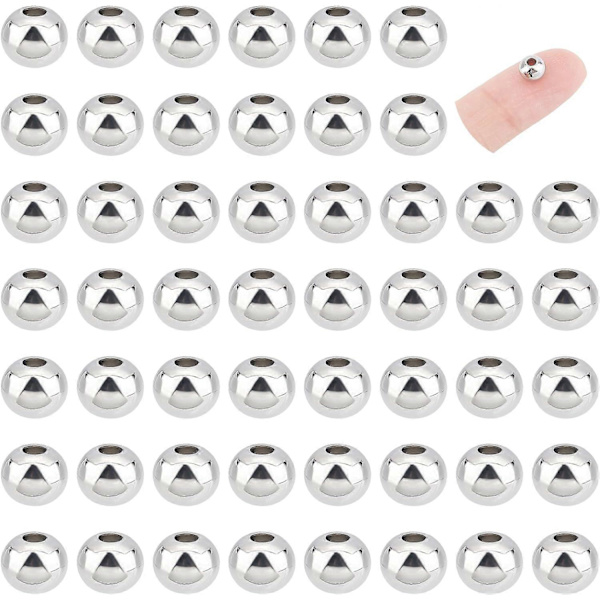 100 st 6mm Runda Distanspärlor Rostfritt Stål Lösa Pärlor Metall Små Hål Distanspärlor Slät Yta Pärlor Fynd