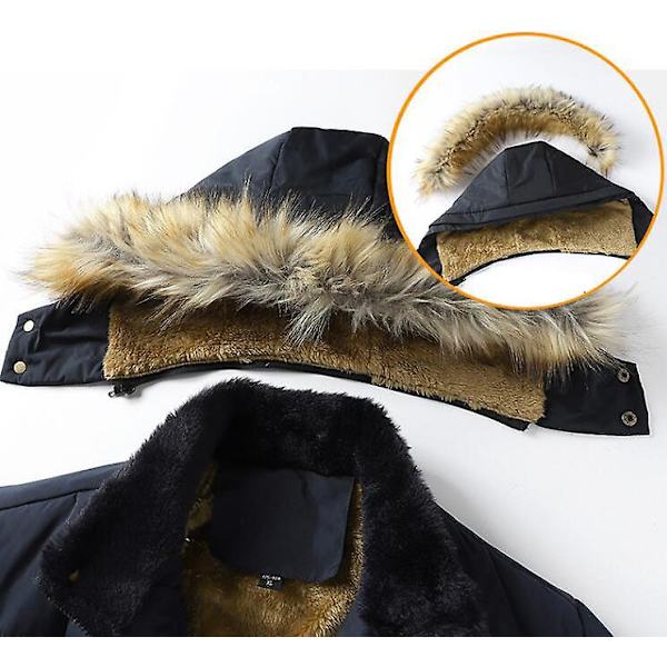Miesten talvitakki, lämmin parkatakki irrotettavalla hupulla Navy 2XL