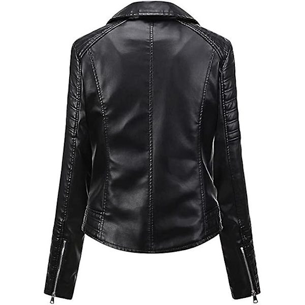 Damjacka i konstläder, hel dragkedja motorcykeljackor slim fit kappa Red L