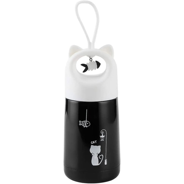 Termosmugg Söt tecknad rostfritt stålisolering Vakuumkoppflaska med hänge (vit katt)