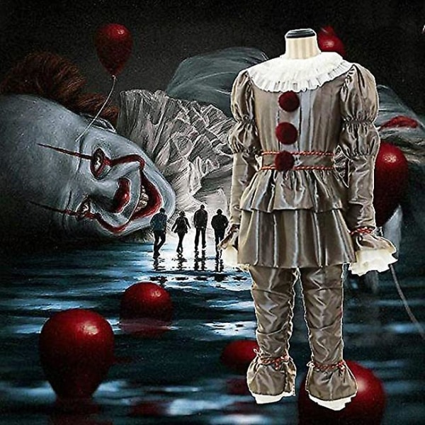 Barn Vuxna Clown Halloween Outfit Cosplay Kostym Pennywise Cos Child 140cm
