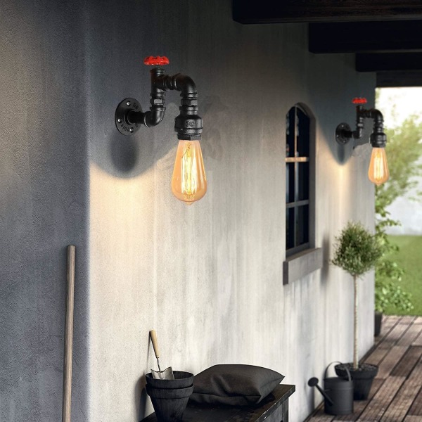 Industriel LED Smedejerns Væglampe E27 Base Sort (1 Pakke)